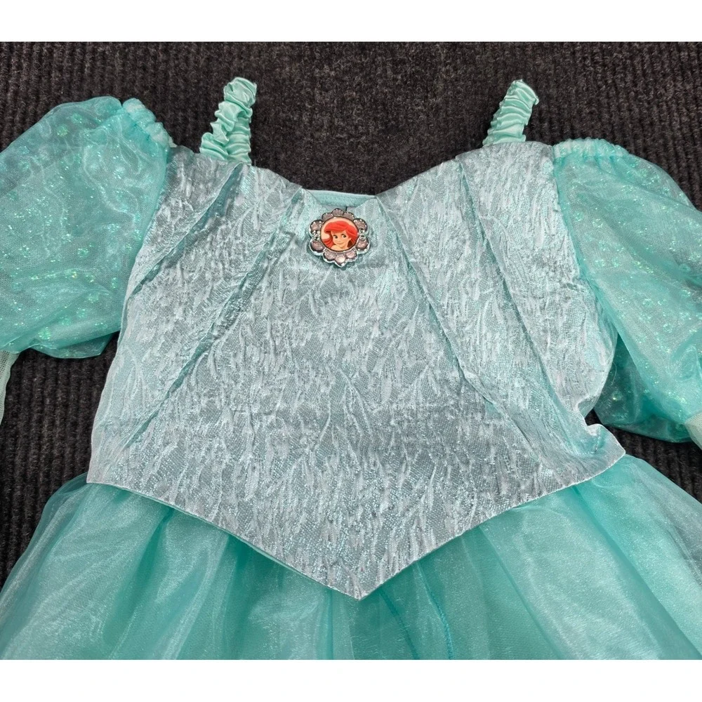 Disney Parks Ariel Costume Dress Kids Size 6 Turquoise Excellent Mermaid Gown